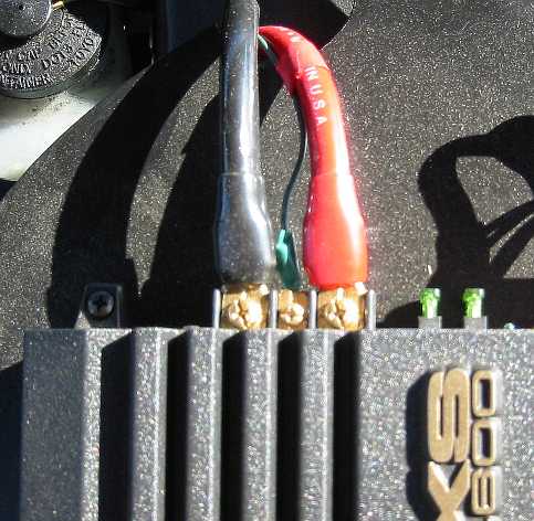 Amp side power, ground, and turn-on connections